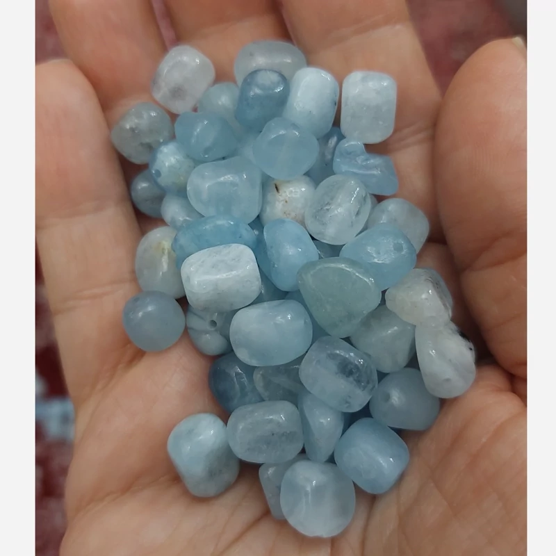 مهره تامبل سنگ آکوامارین سوراخ دار سنگ اصل طبیعی درجه یک