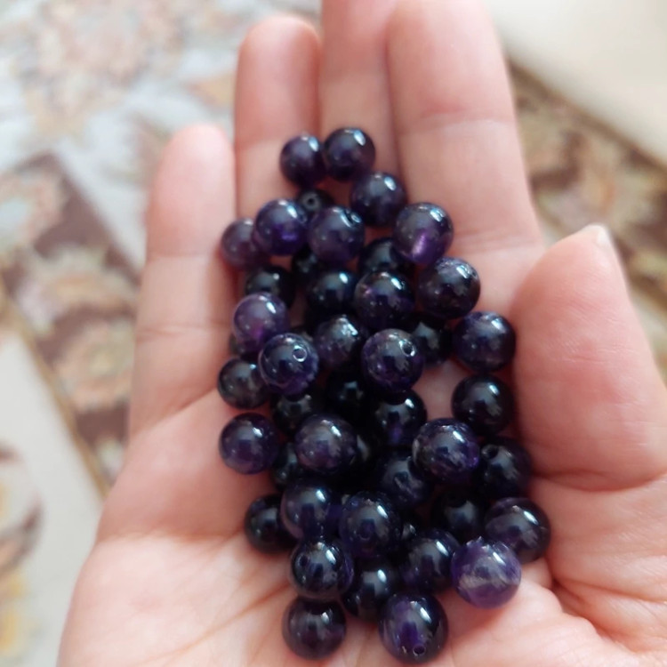 مهره سنگ آمیتیست سایز۸میل میل کاملا طبیعی و اصل وارداتی کیفیت درجه یک گوی