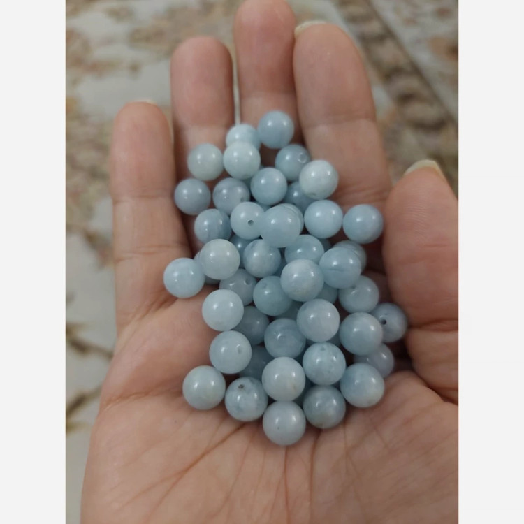 مهره سنگ آکوامارین وارداتی اصل سایز8 درجه یک گوی سنگ اصل مهره معدنی طبیعی