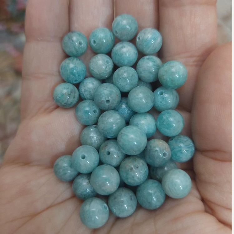 مهره سنگ آمازونیت درجه یک سایز بین ۷و8 سنگ اصل درجه یک گوی سنگ طبیعی معدنی