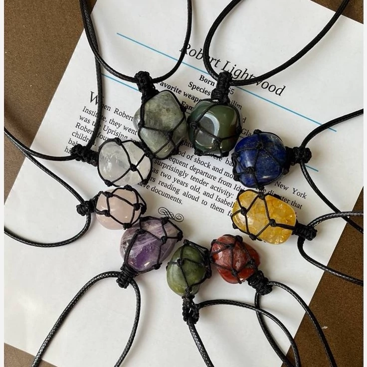 گردنبند سنگ تامبل سیترین آمیتیست رزکوارتز چشم ببر آونتورین سبز لابرادوریت کوارتز شفاف کارنلین جاسپر یشم لاجورد