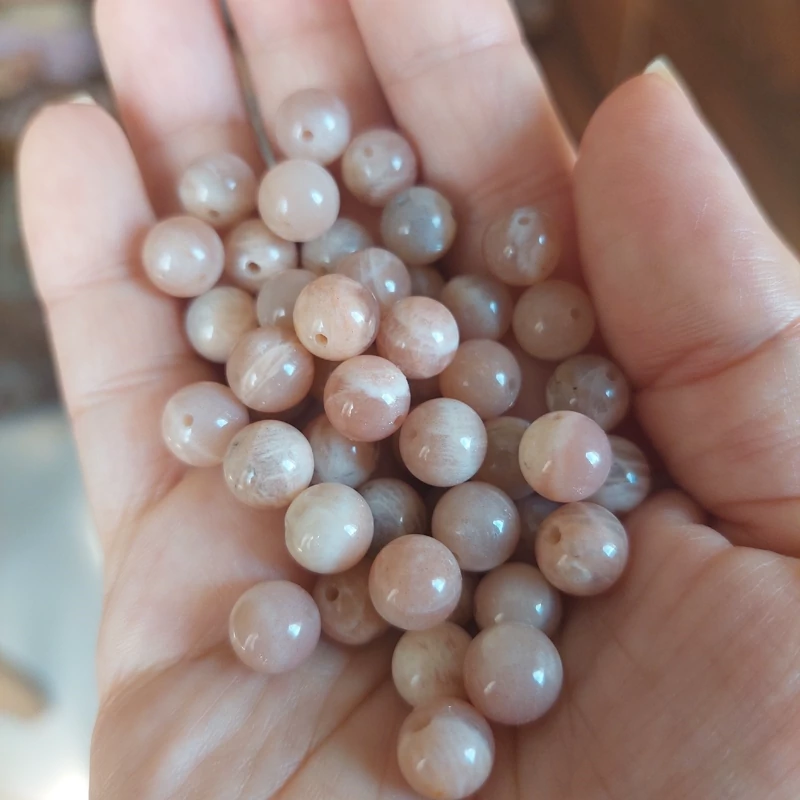 مهره سنگ سان استون سایز8 سنگ اصل طبیعی سوراخ دار گوی