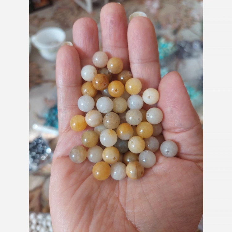 مهره سنگ کلسیت سوراخ دار سایز 8 درجه یک طبیعی