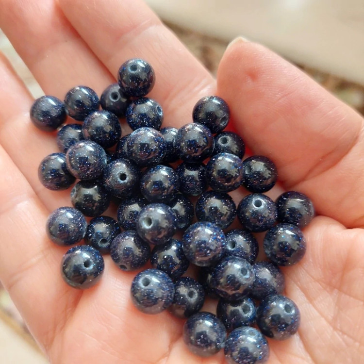 مهره سنگ دلربای سورمه ای8 میل گوی سوراخ دار