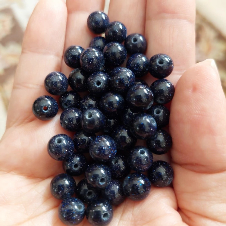 مهره سنگ دلربای سورمه ای8 میل گوی سوراخ دار