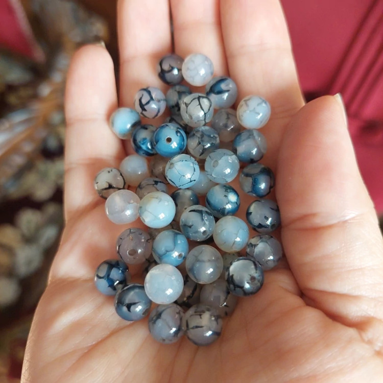 مهره عقیق دراگون سوراخ دار سایز 8 سنگ اصل طبیعی درجه یک