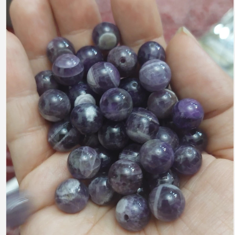 مهره سنگ آمیتیست لیس آگات یا شورن سایز 10 وارداتی از اروگوئه سنگ اصل طبیعی سوراخ دار