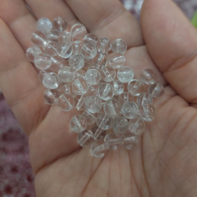 مهره سنگ کریستال کوارتز سایز 6 سوراخ دار سنگ اصل طبیعی درنجف کوارتز شفاف