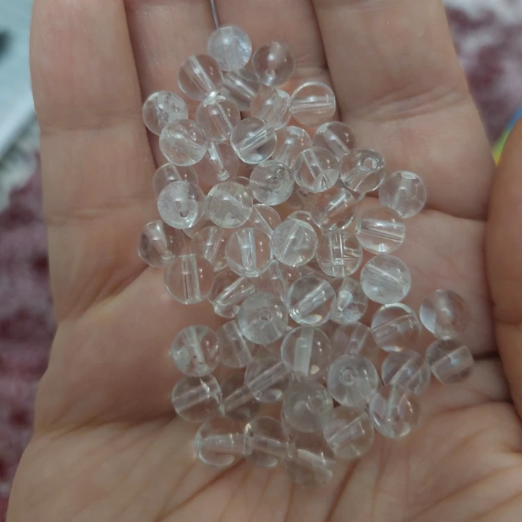 مهره سنگ کریستال کوارتز سایز 6 سوراخ دار سنگ اصل طبیعی درنجف کوارتز شفاف