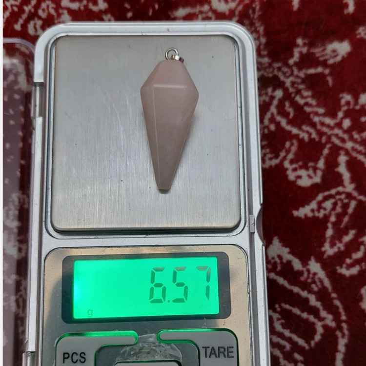 گردنبند سنگ رزکوارتز پاندولی با زنجیر دیپلمات سنگ اصل آویز مدال شاقول ابن سینا