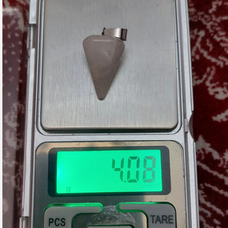 گردنبند سنگ رزکوارتز پاندولی با زنجیر دیپلمات سنگ اصل آویز مدال شاقول ابن سینا