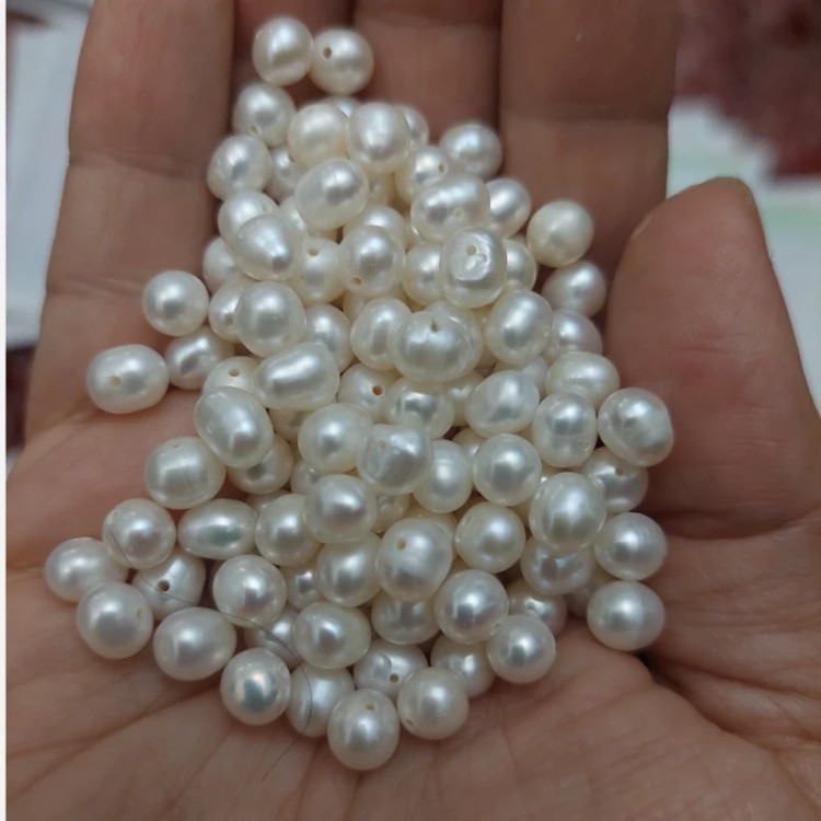 مهره مروارید پرورشی باروک سایز 6 طبیعی سوراخ دار نامنظم