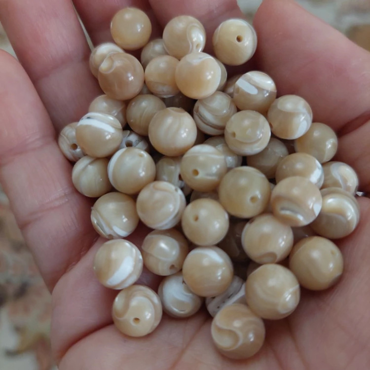 مهره صدف کاراملی اب شور درشت طبیعی ساسز 8 گوی صدف