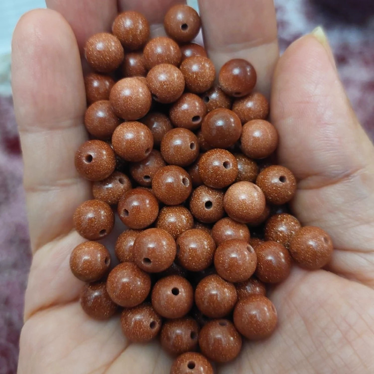 مهره سنگ دلربای قهوه ای مسی سایز 8 سوراخ دار