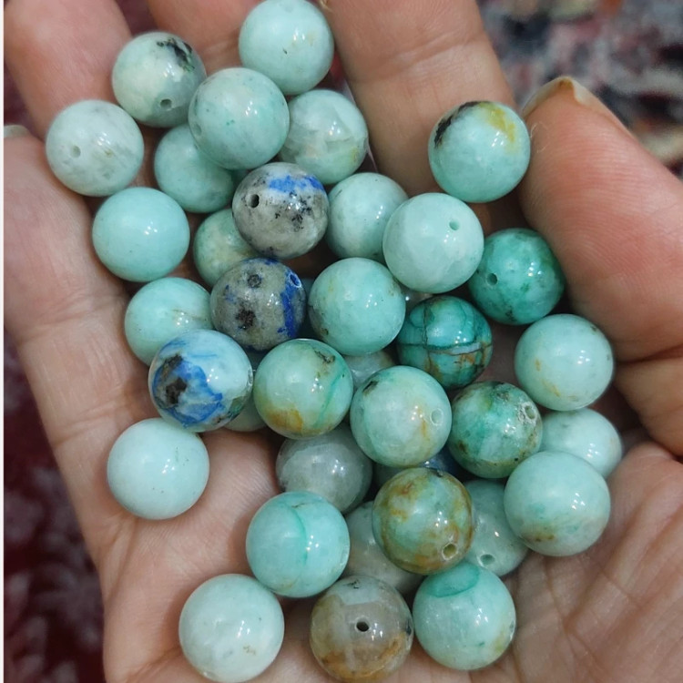 مهره سنگ کریزوکولا وارداتی از کنگو سایز 10 سوراخ دار اصل طبیعی