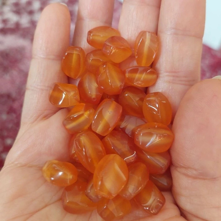 مهره سنگ عقیق عسلی تراش هلی پیچ اصل طبیعی سوراخ دار