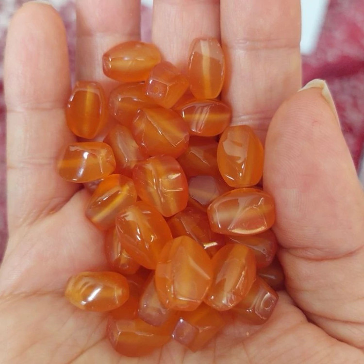 مهره سنگ عقیق عسلی تراش هلی پیچ اصل طبیعی سوراخ دار