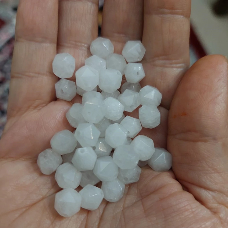 مهره سنگ کریستال کوارتز شفاف تراش استار سایز 8 سوراخ دار سنگ اصل طبیعی درجه یک