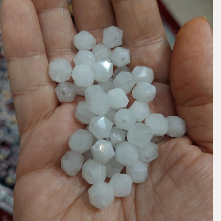 مهره سنگ کریستال کوارتز شفاف تراش استار سایز 8 سوراخ دار سنگ اصل طبیعی درجه یک