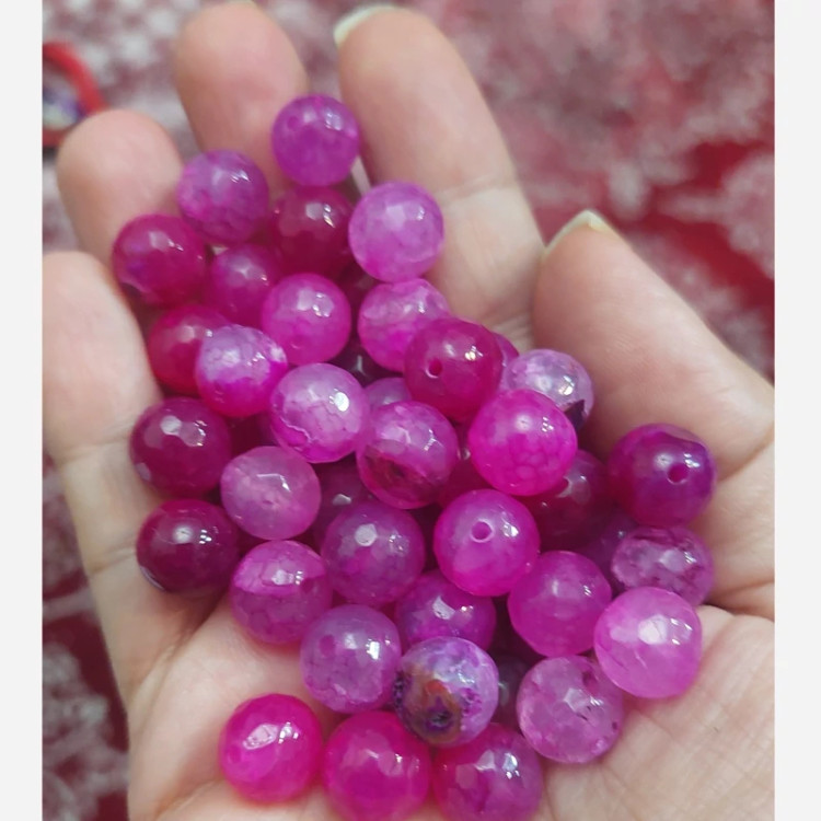 مهره سنگ عقیق صورتی ماداگاسکار تراش جواهری سایز 10 سنگ اصل طبیعی سوراخ دار