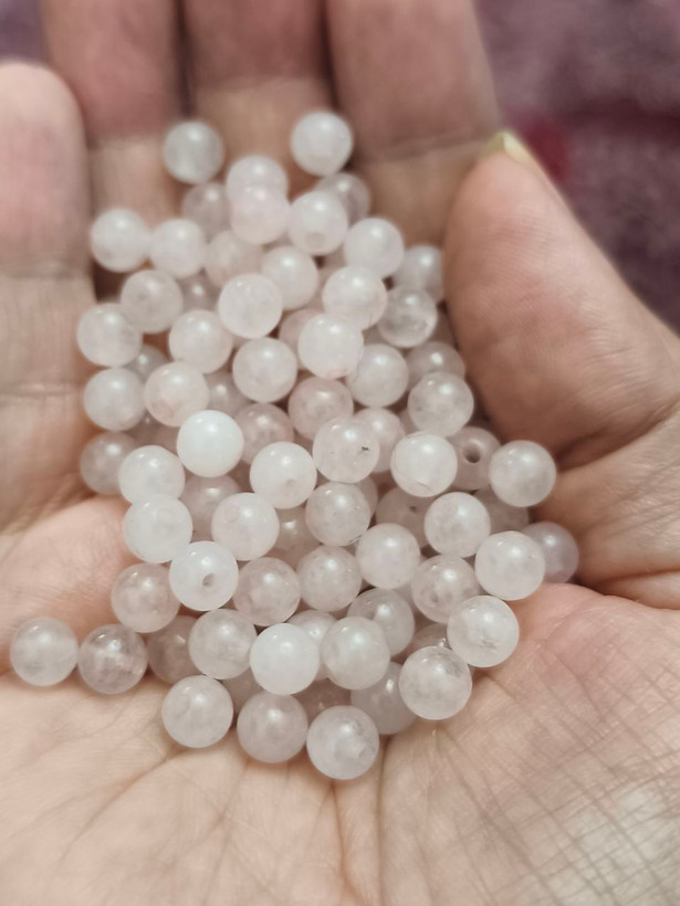 مهره سنگ رزکوارتز ۶میل اصل طبیعی سوراخ دار