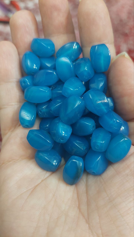 مهره سنگی عقیق آبی تیره تراش هلی پیچ سوراخ دار اصل طبیعی