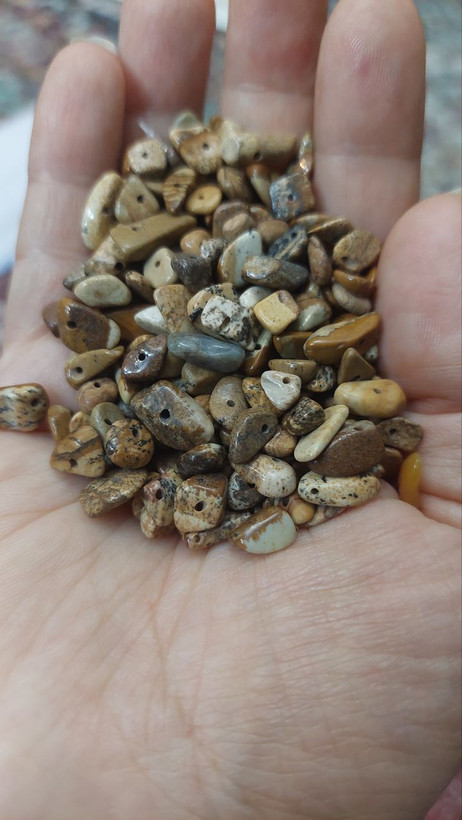 مهره سنگ جاسپر چوبی چیپسی وود چاسپر اصل طبیعی سوراخ دار