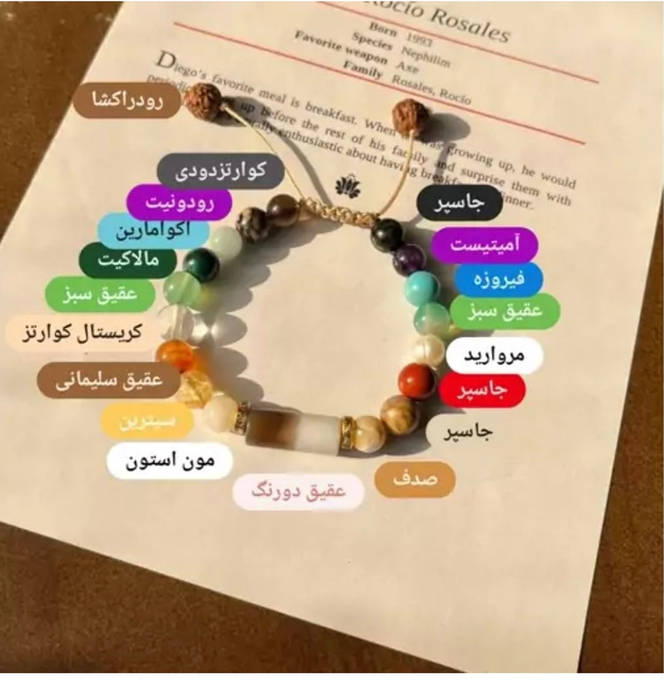 دستبند ماه تولد آبان با گره کشویی سنگ اصل طبیعی