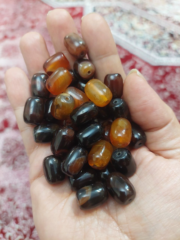 مهره سنک عقیق سلیمانی استوانه ای سوراخ دار اصل معدنی