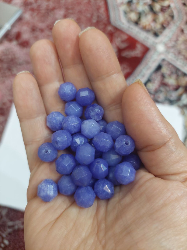 مهره سنگ جید بنفش تراش ۲۰۲۱انرژی اصل معدنی سوراخ دار