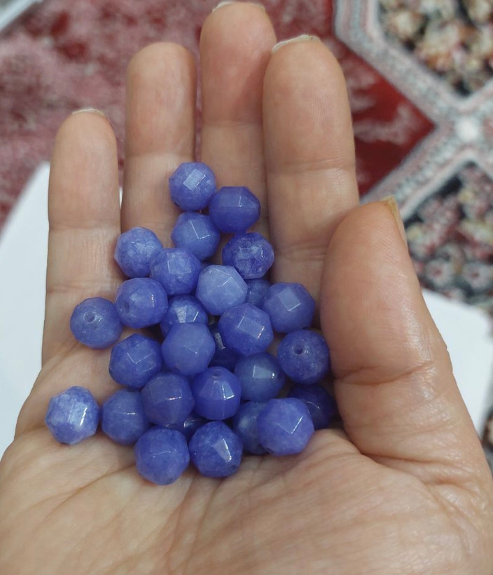 مهره سنگ جید بنفش تراش ۲۰۲۱انرژی اصل معدنی سوراخ دار