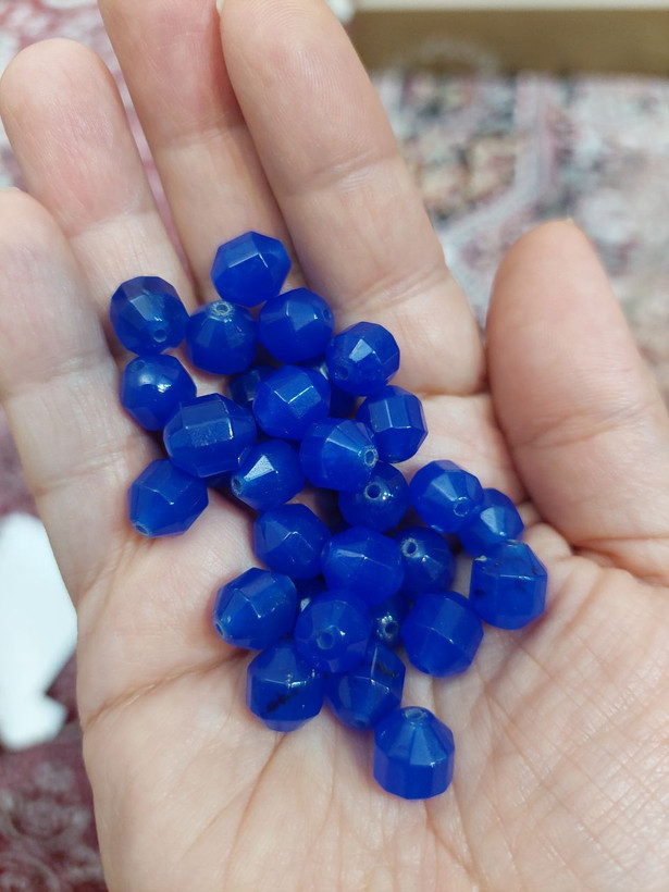 مهره سنگ جید آبی کبود کاربنی تراش ۲۰۲۱انرژی 10میل اصل معدنی سوراخ دار
