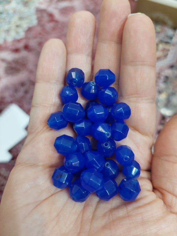 مهره سنگ جید آبی کبود کاربنی تراش ۲۰۲۱انرژی 10میل اصل معدنی سوراخ دار