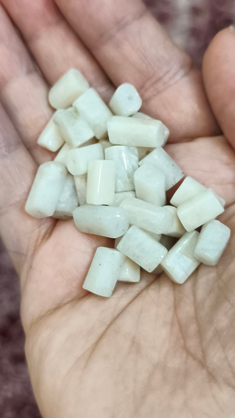 مهره سنگمون استون تراش استوانه نامنظم اصل معدنی سوراخ دار