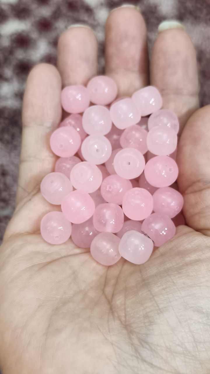 مهره سنگ‌رزکوارتز تراش کسمه ۱۰ میل اصل معدنی سوراخ دار