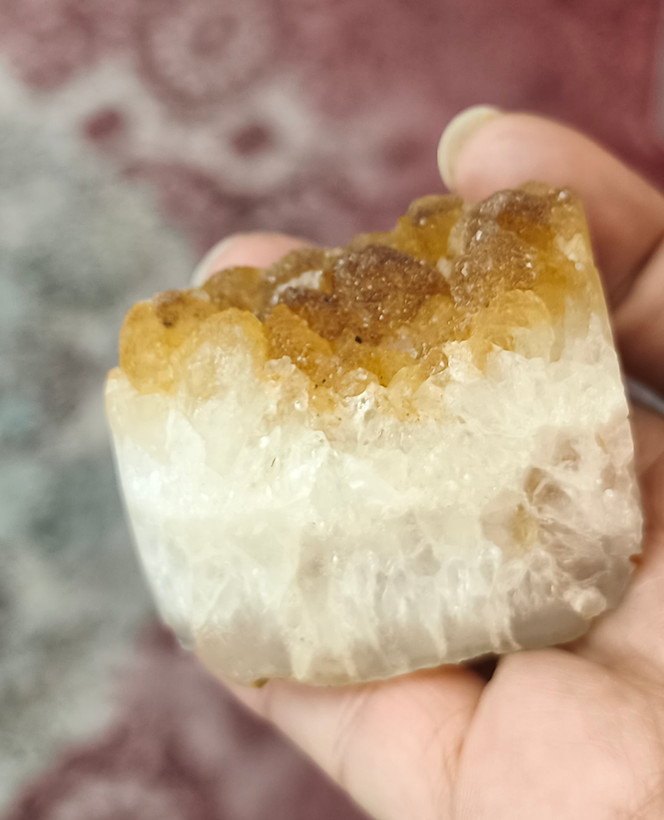 سنگ ژئود سیترین ۱۰۰گرم راف تراش نخورده اصل معدنی کلکسیونی