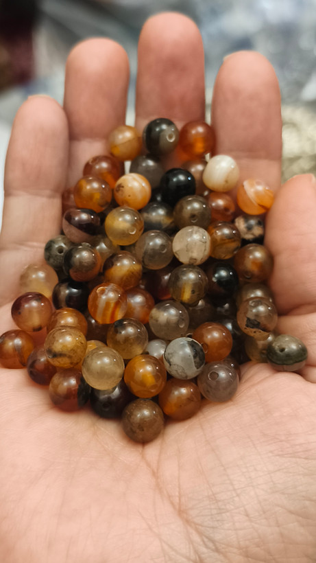 مهره سنگ عقیق سلیمانی سایز 8 سنگ اصل درجه یک گوی سنگ سوراخ دار