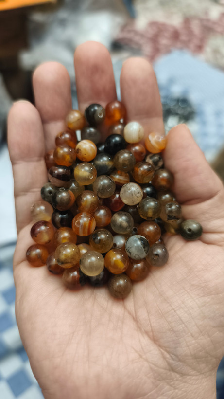 مهره سنگ عقیق سلیمانی سایز 8 سنگ اصل درجه یک گوی سنگ سوراخ دار