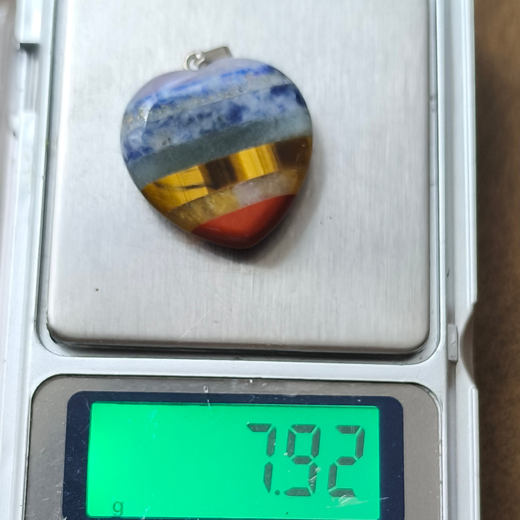 گردنبند هفت چاکرای قلبی ۲سانت و ۳ سانت با زنجیر استیل تمام سنگ