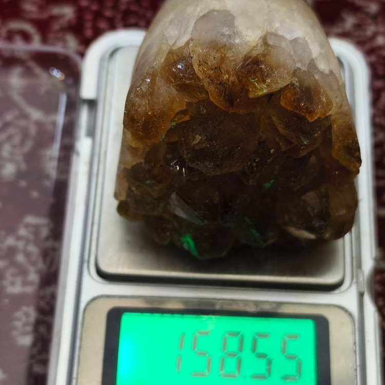 سنگ ژئود سیترین برزیلی تراش نخورده ۱۵۸.۵۵ گرم راف اصل معدنی کلکسیونی