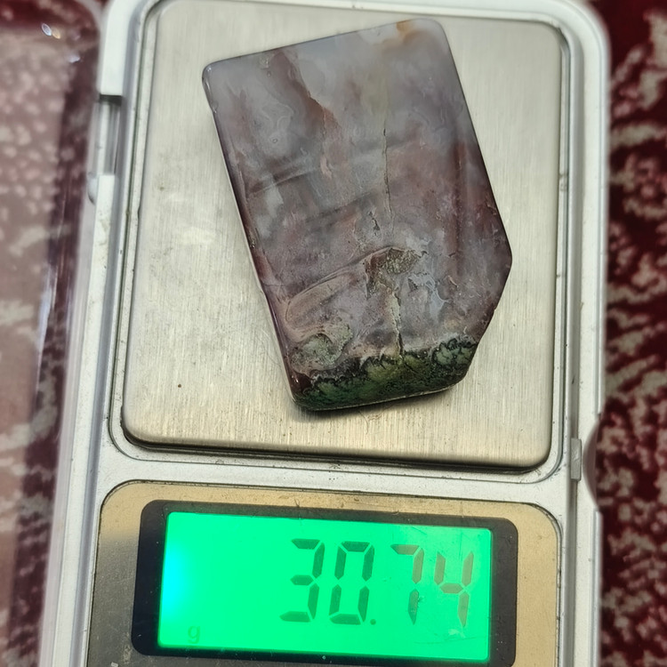 سنگ عقیق خزه ای تراش خورده 30.74 گرم اصل معدنی طبیعی