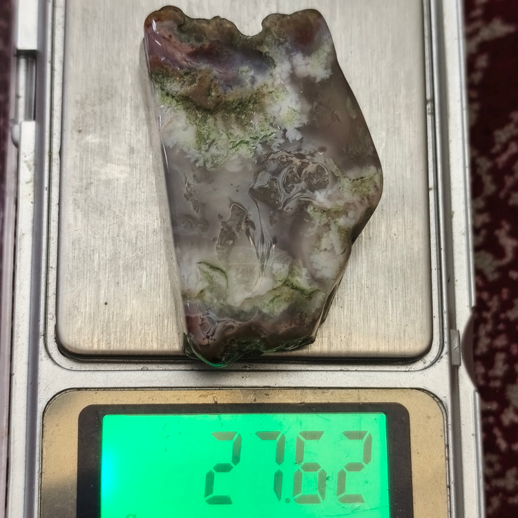 سنگ عقیق خزه ای تراش خورده ۲۷.۶۲ گرم اصل معدنی طبیعی