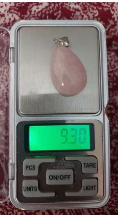 گردنبند سنگ رزکوارتز ماداگاسکار اشکی توپر با زنجیر استیل سنگ اصل طبیعی معدنی