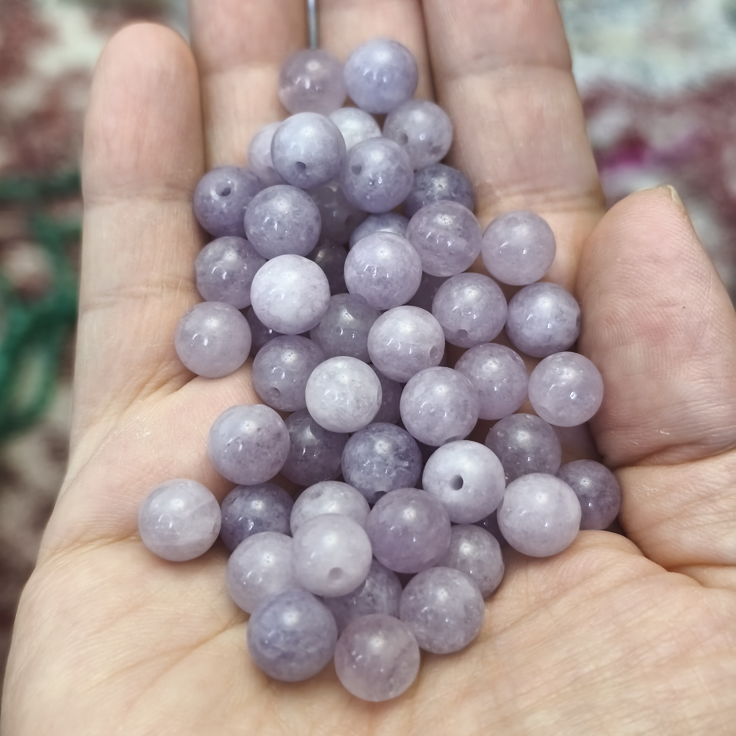 مهره سنگ آنجلیت ۸میل درجه یک اصل معدنی سوراخ دار