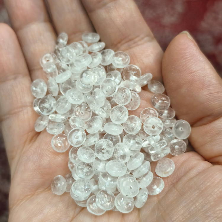 مهره کوارتز شفاف واشری6میل اصل معدنی سوراخ دار عدسک تسبیح