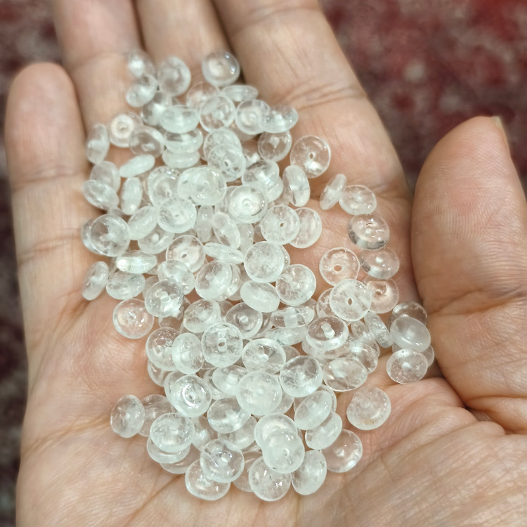 مهره کوارتز شفاف واشری6میل اصل معدنی سوراخ دار عدسک تسبیح