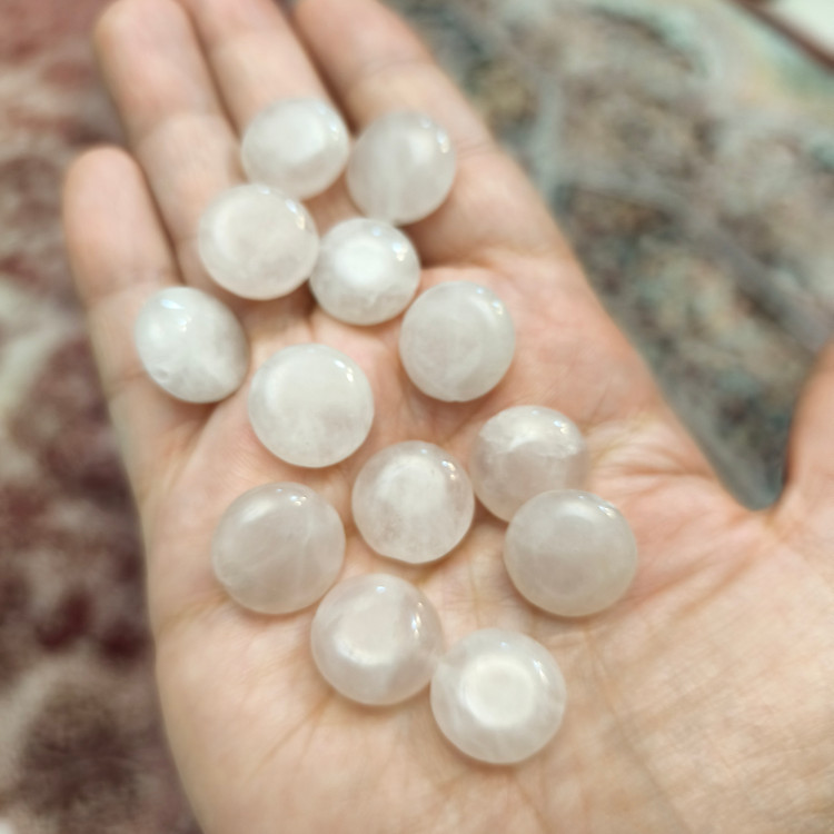 مهره رزکوارتز سکه ای 15میل اصل معدنی سوراخ دار