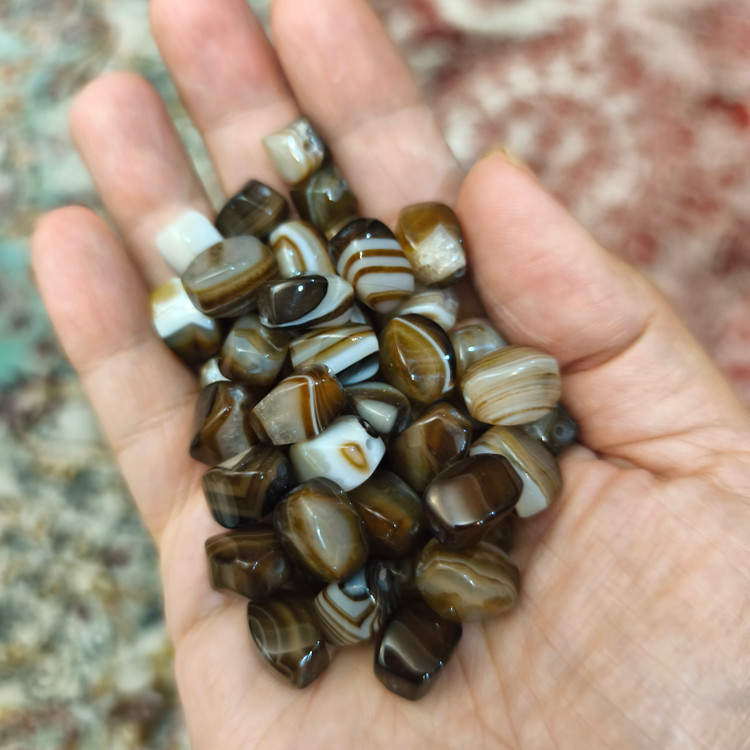مهره سنگ سلیمانی قهوه ای روشن هلی پیچ اصل طبیعی سوراخ دار