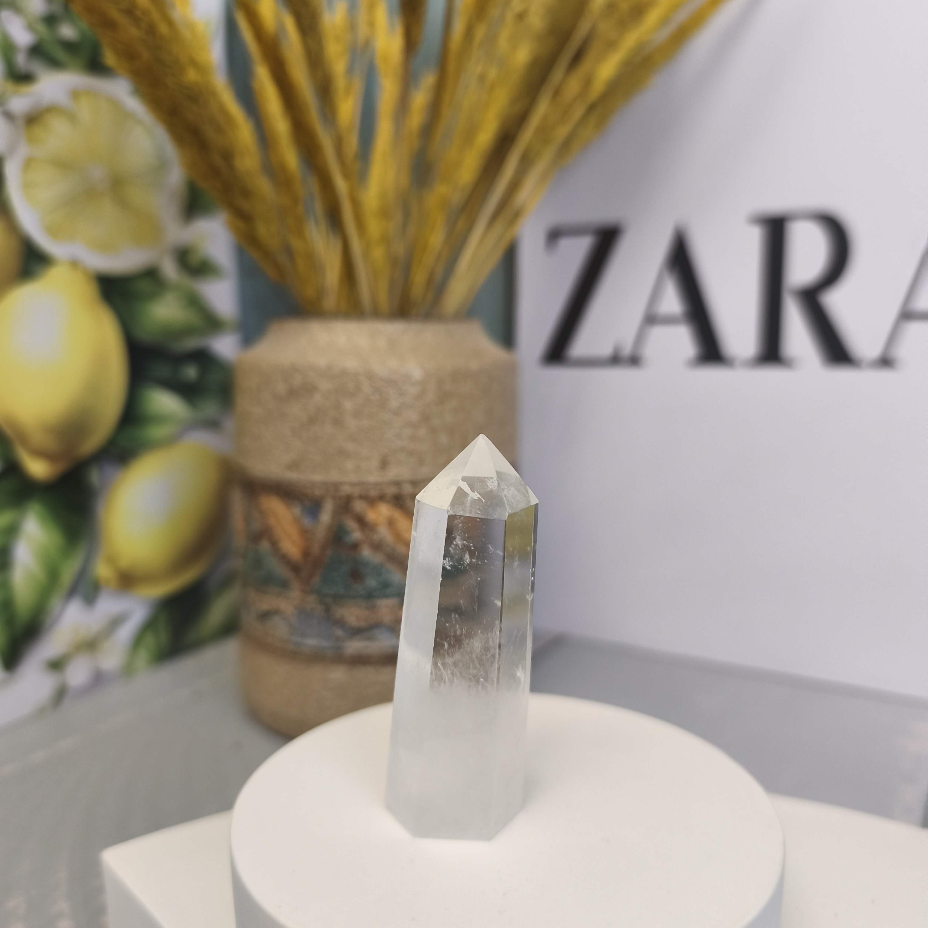 منشور سنگ کریستال کوارتز شفاف ۴۶.۲۸سنگ اصل معدنی