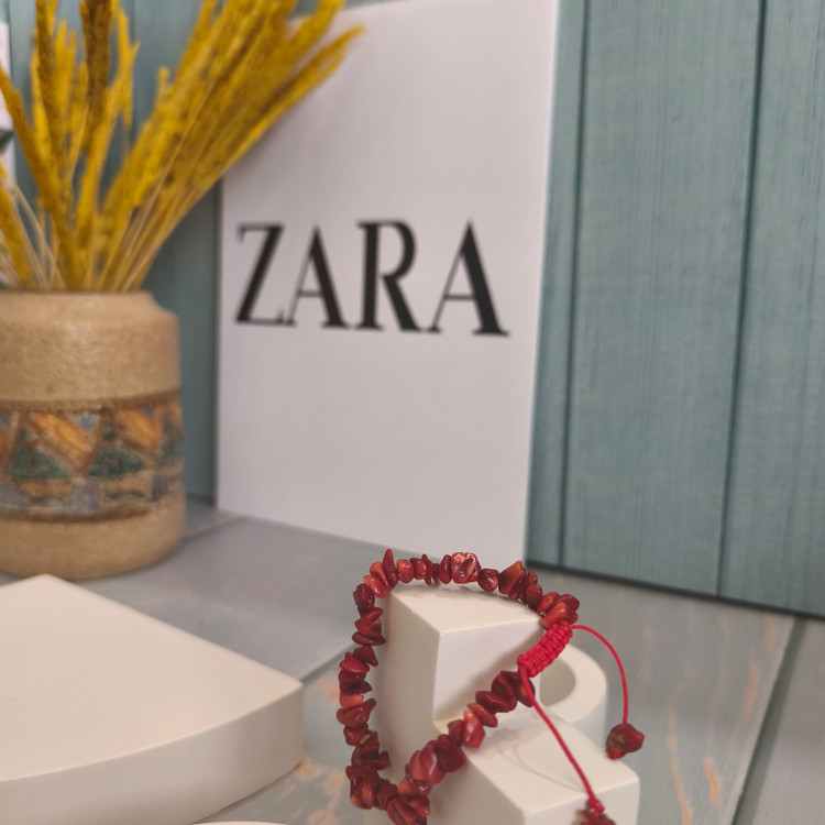 دستبند مرجان چیپسی اصل طبیعی با گره کشویی